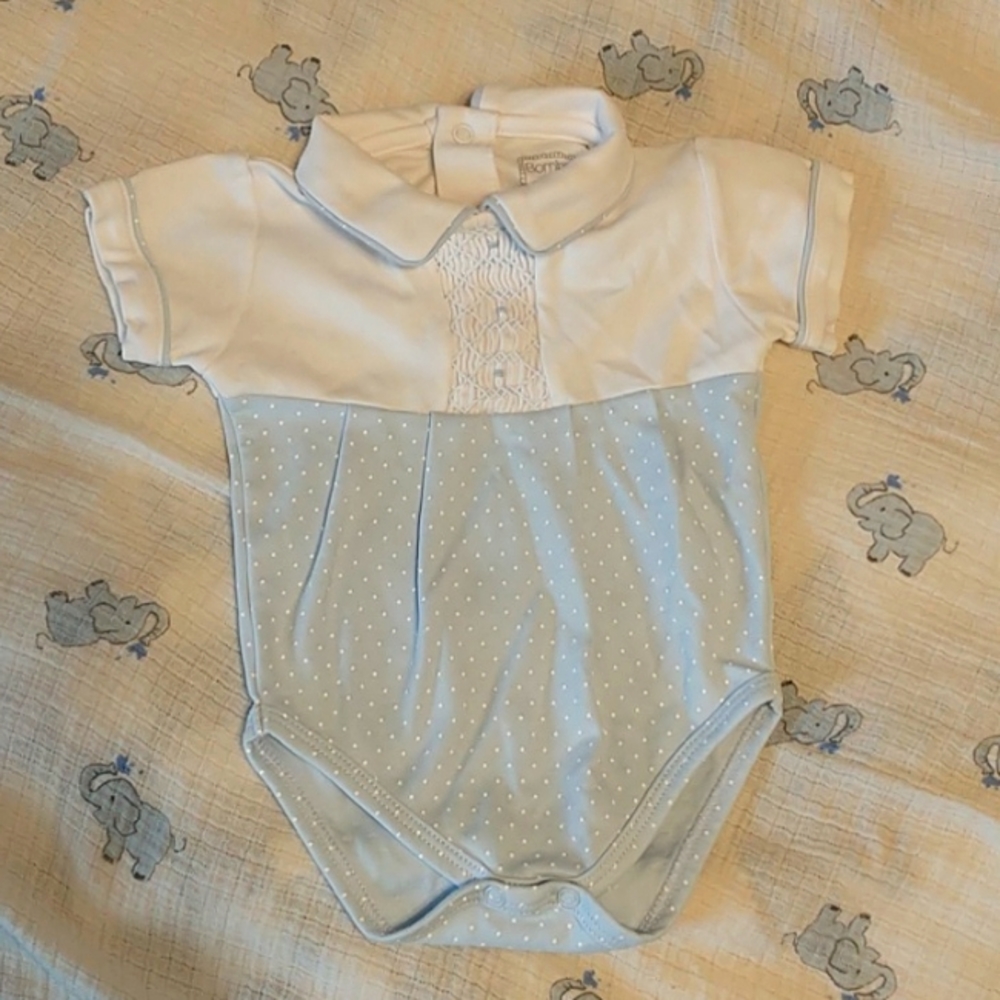 COPY - Baby boy smocked bubble knit pima cotton